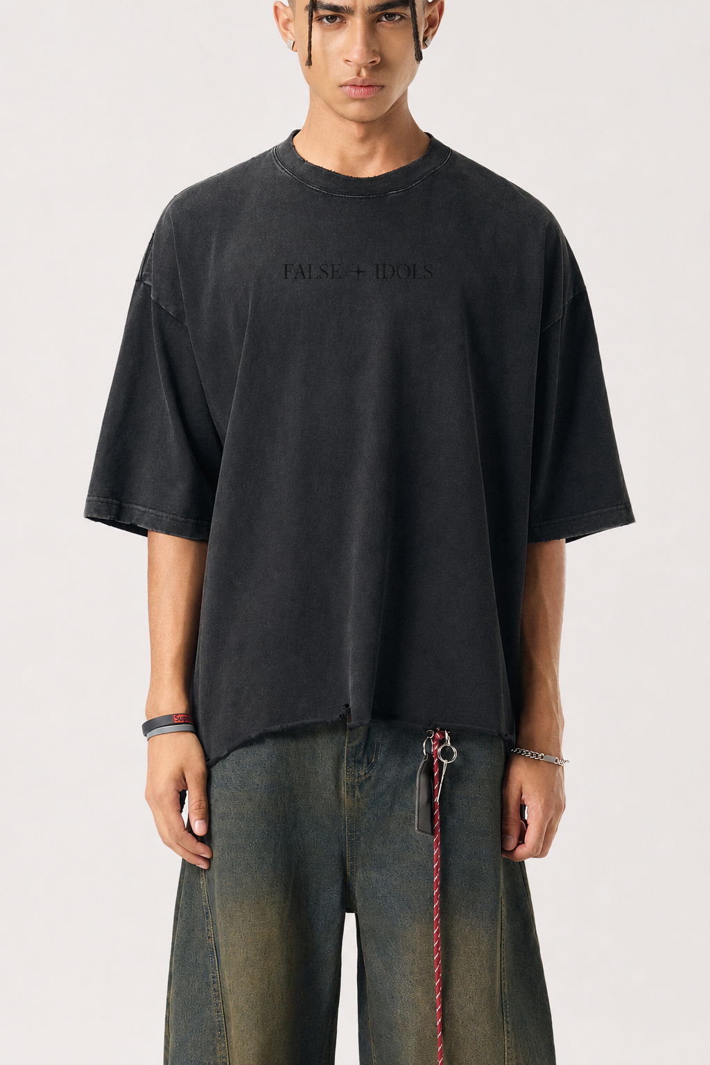 Snow Wash Unisex Raw-Hem Boxy T-shirt