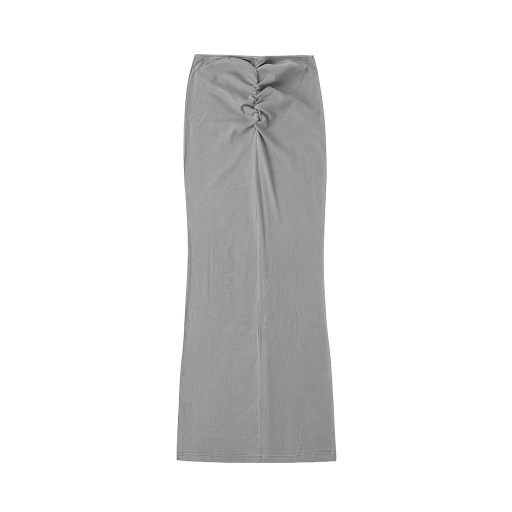 Dyed Washed Drawstring Maxi Skirt