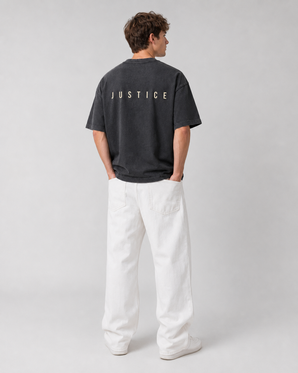 Snow Washed V-Neck Cotton T-Shirt