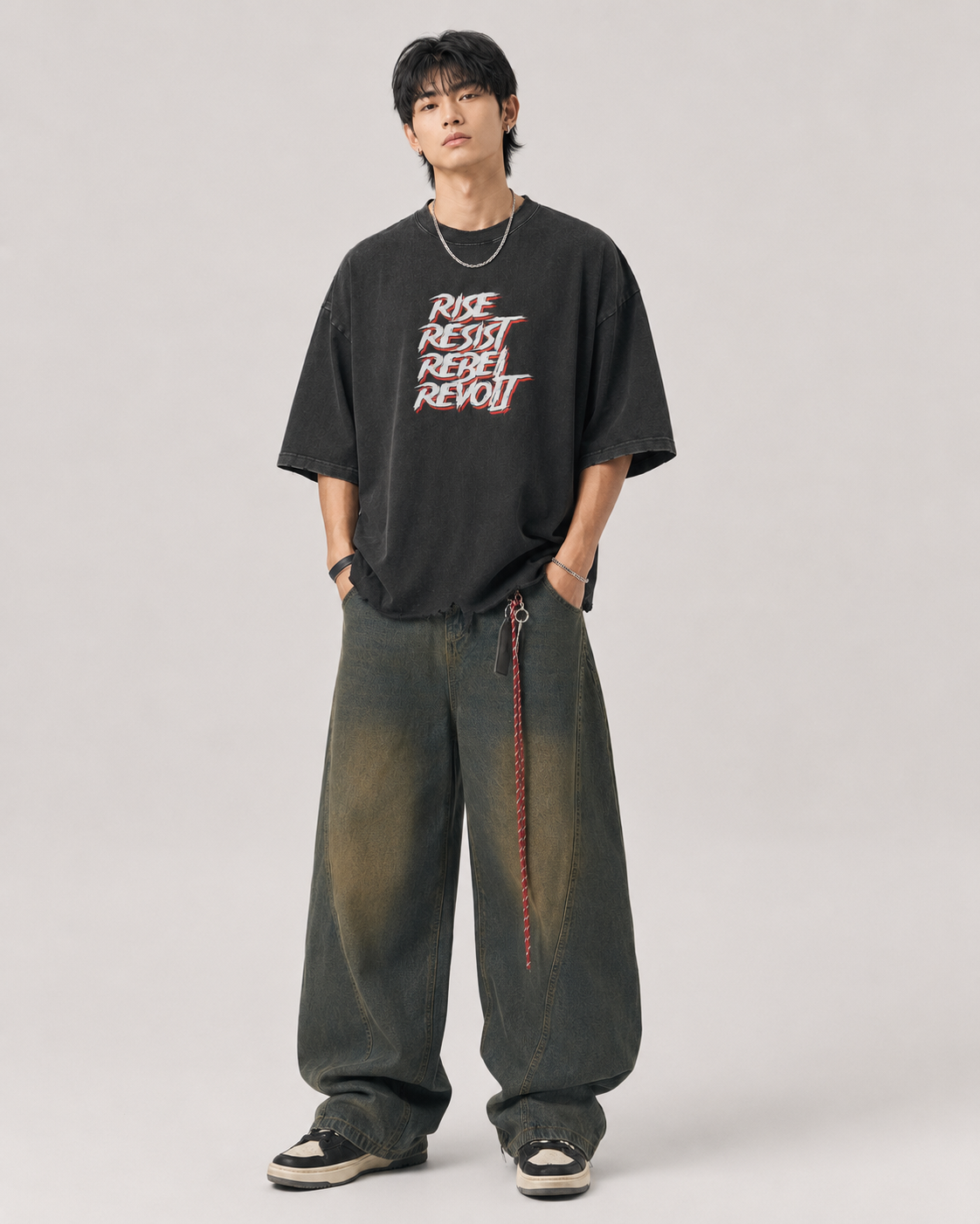 Snow Wash Raw-Hem Boxy T-shirt