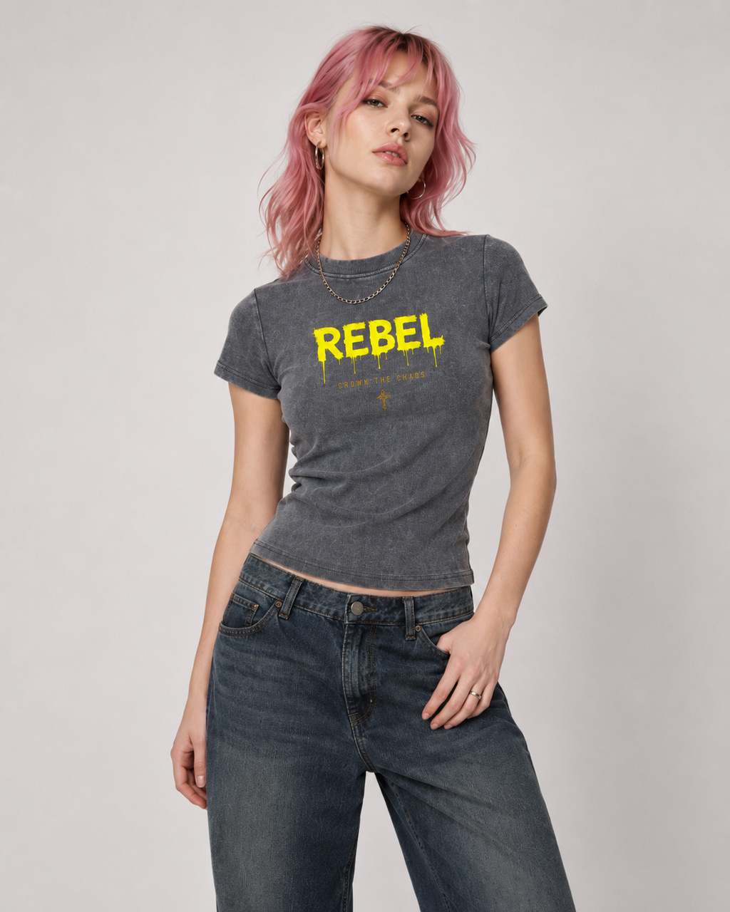Vintage Washed Bodycon Cotton T-Shirt