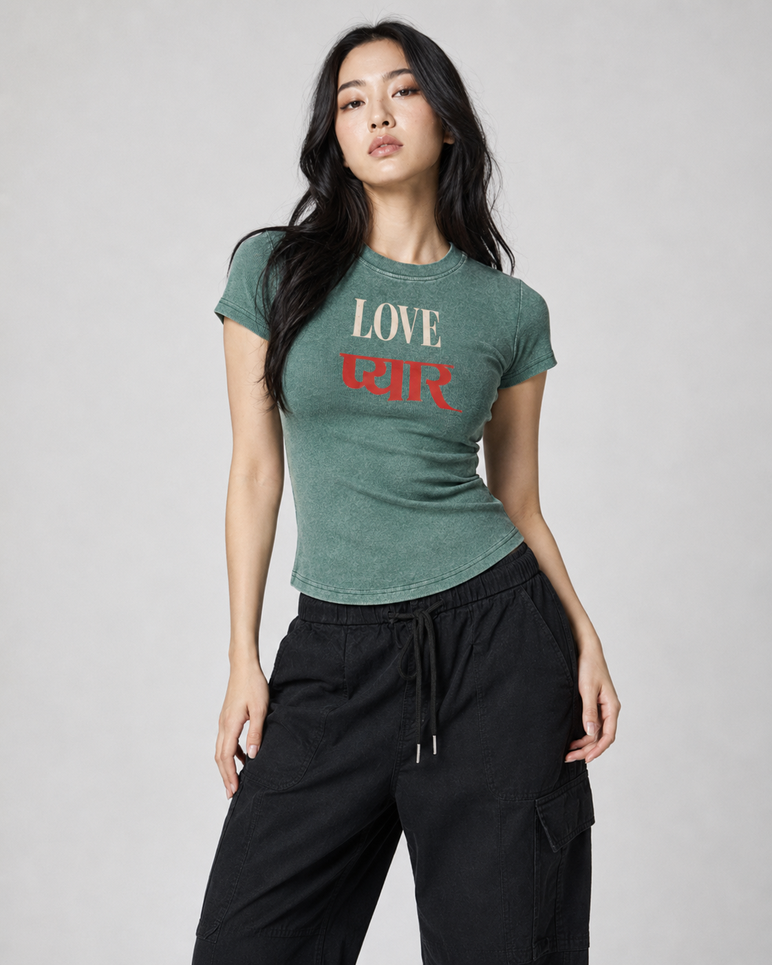 Vintage Washed Bodycon Cotton T-Shirt
