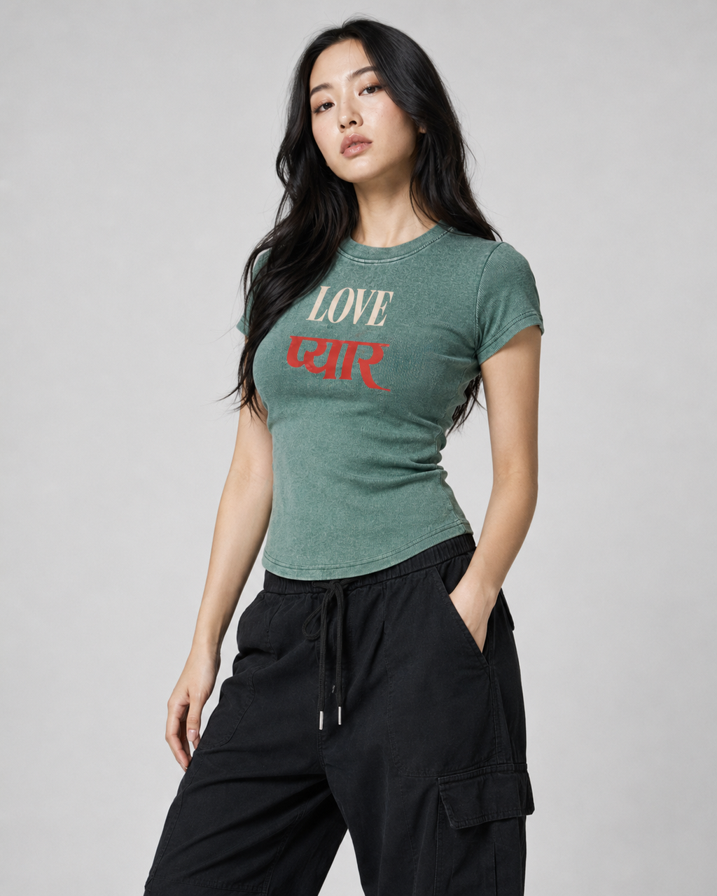 Vintage Washed Bodycon Cotton T-Shirt