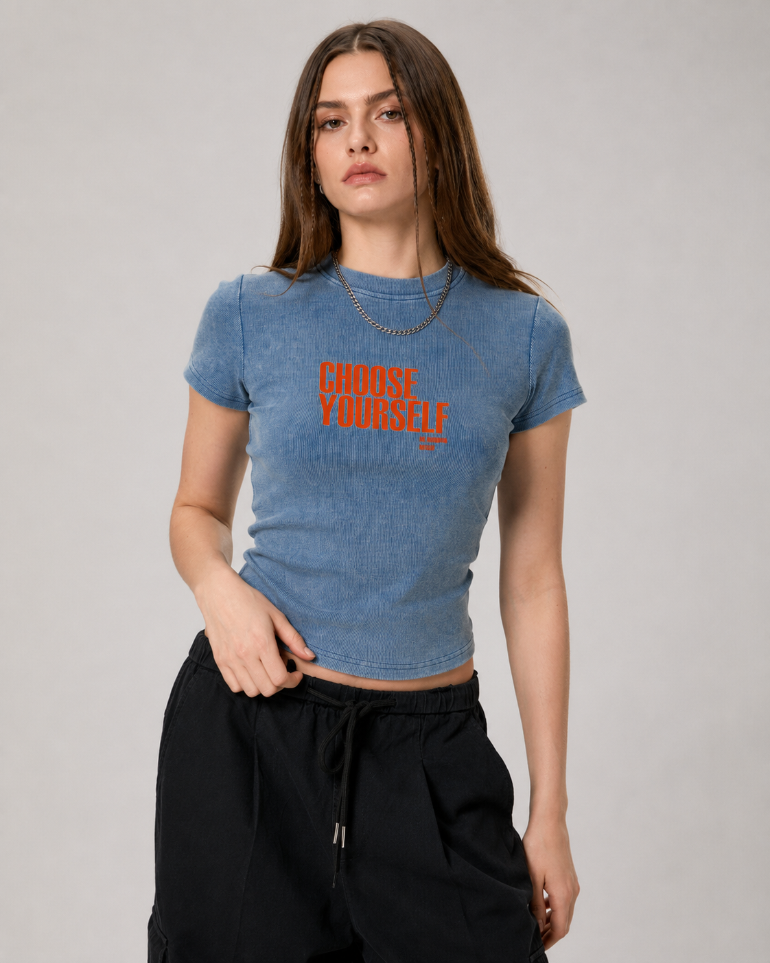 Vintage Washed Bodycon Cotton T-Shirt