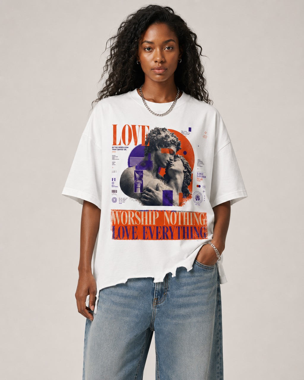 Snow Wash Raw-Hem Boxy T-shirt