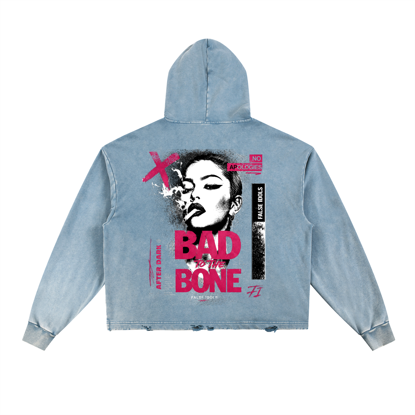 Vintage Washed Frayed-Hem Hoodie