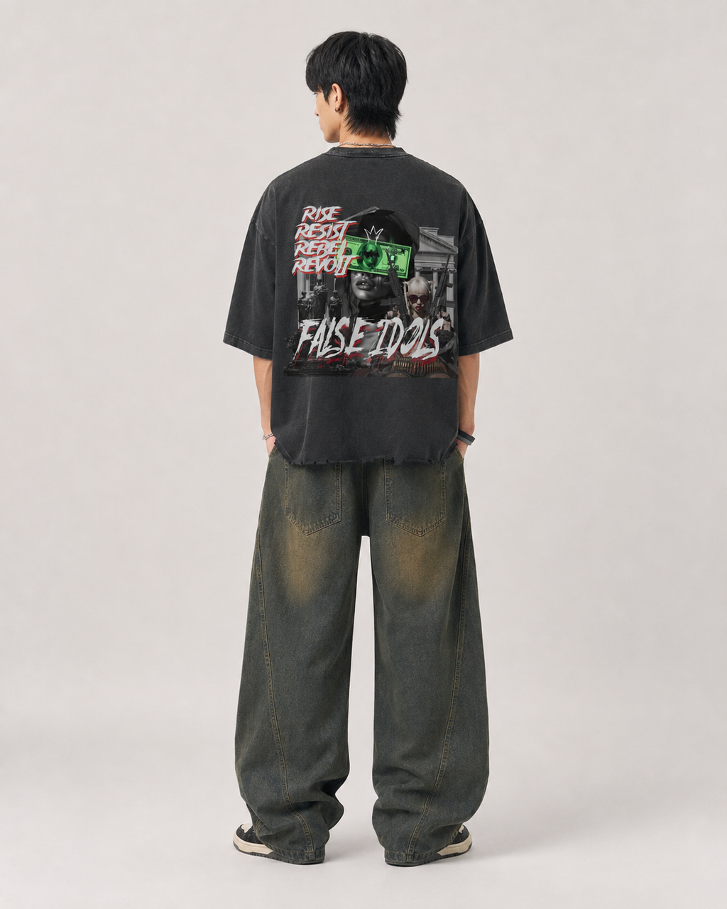 Snow Wash Raw-Hem Boxy T-shirt