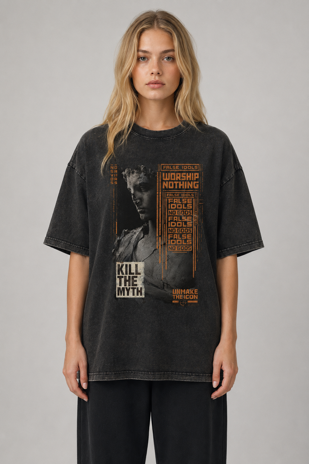 Snow Washed Oversized Cotton T-Shirt