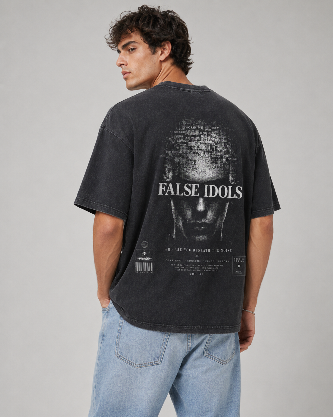 Snow Washed V-Neck Cotton T-Shirt