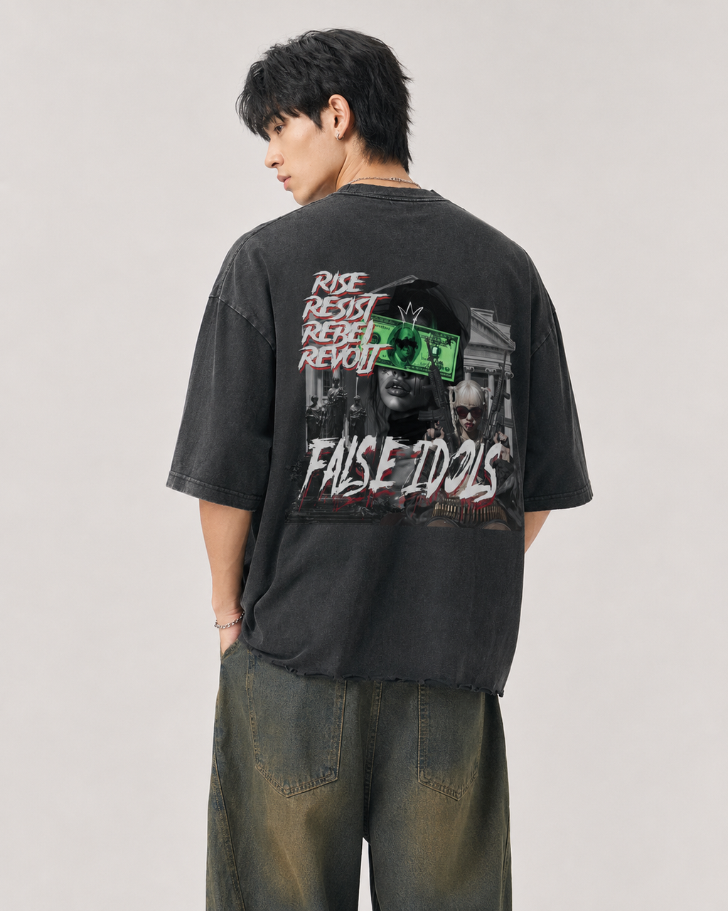 Snow Wash Raw-Hem Boxy T-shirt