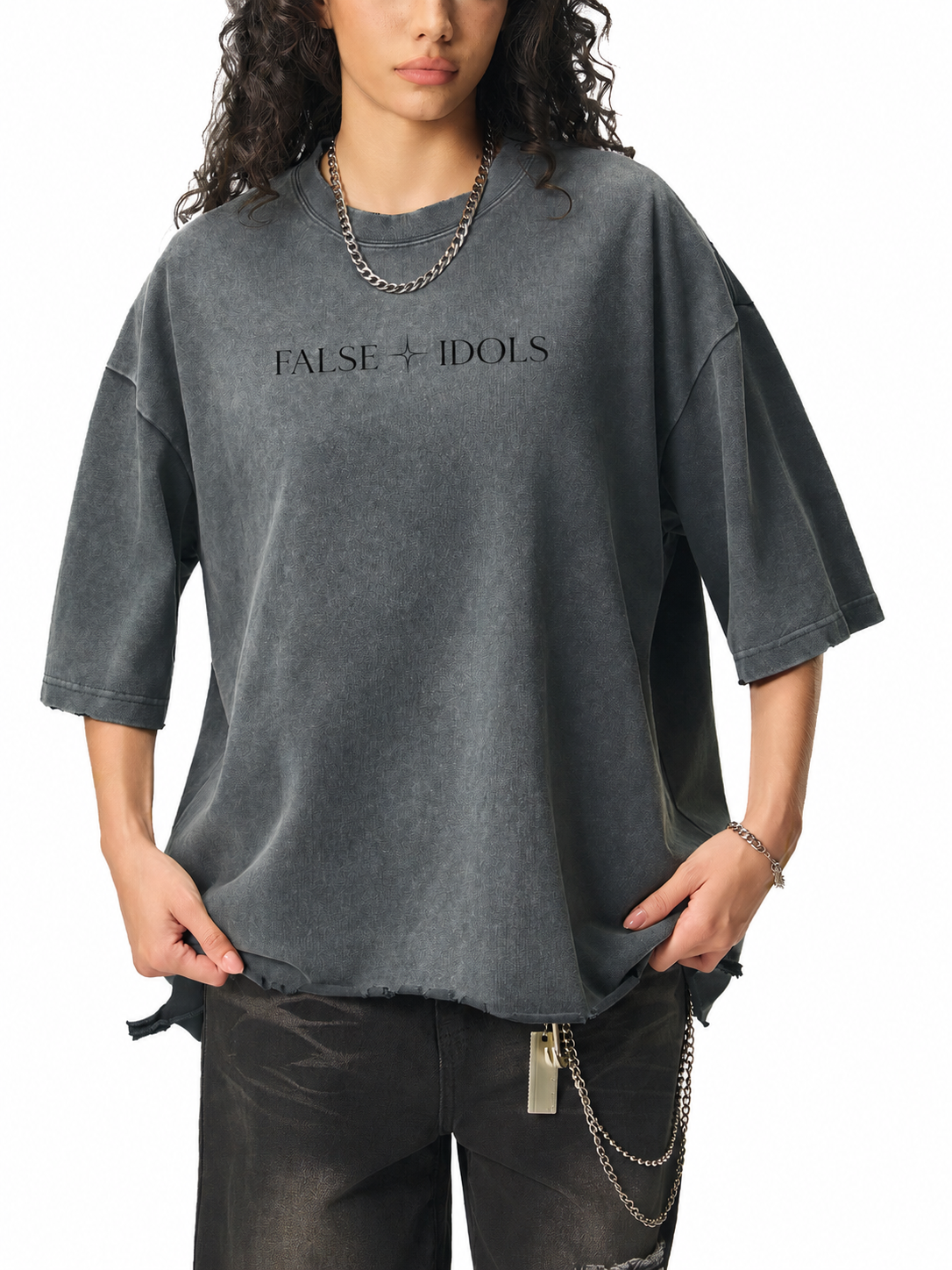 Snow Wash Unisex Raw-Hem Boxy T-shirt