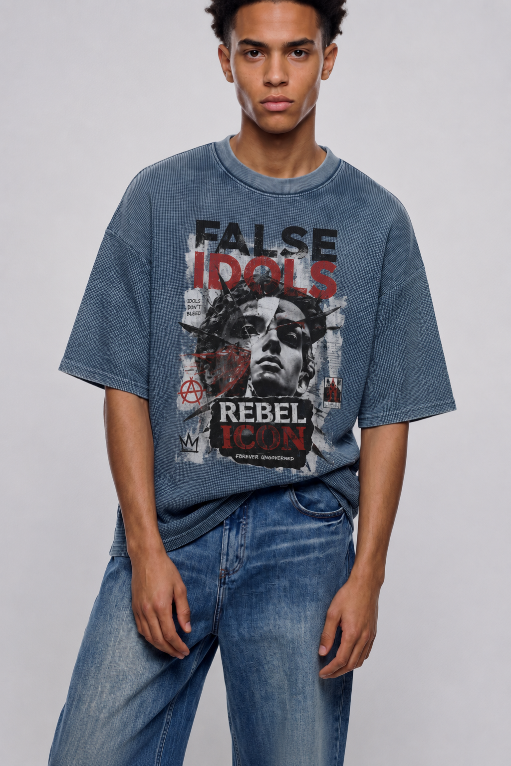 Textured Waffle Washed Boxy T-Shirt