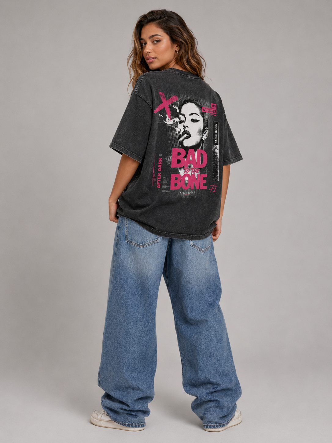 Snow Washed Oversized Cotton T-Shirt