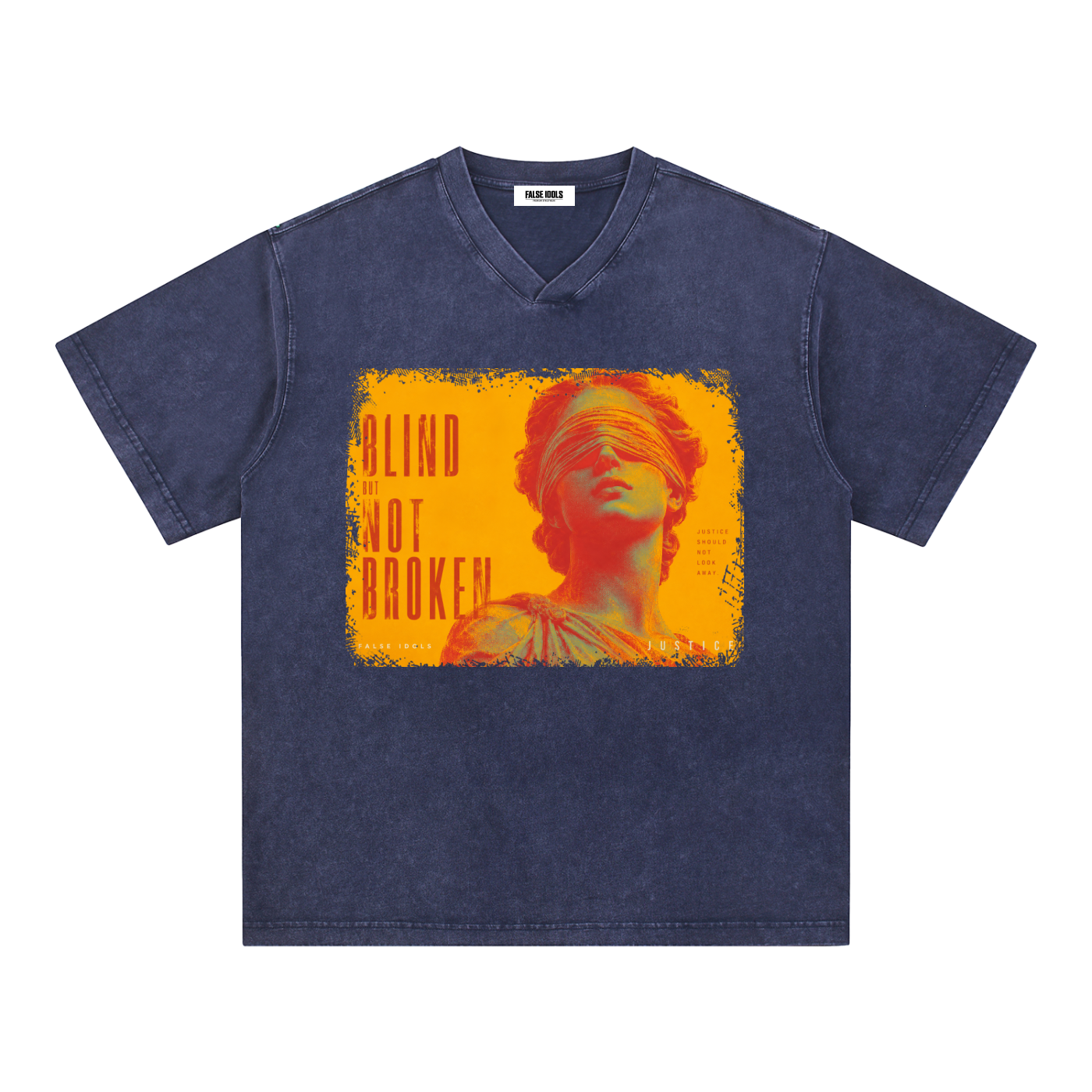 Snow Washed V-Neck Cotton T-Shirt
