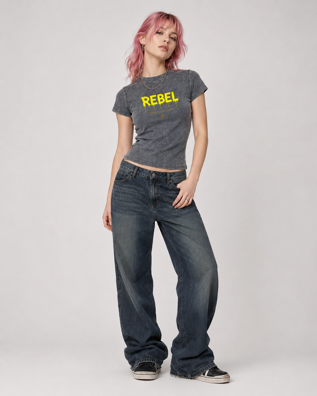 Vintage Washed Bodycon Cotton T-Shirt