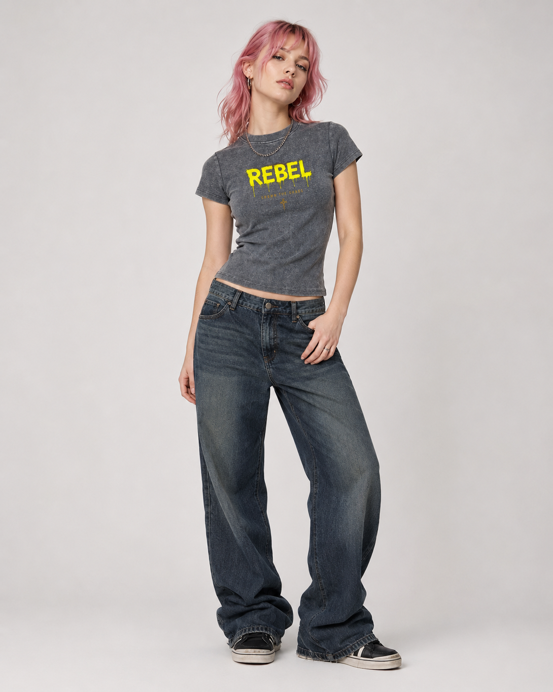 Vintage Washed Bodycon Cotton T-Shirt