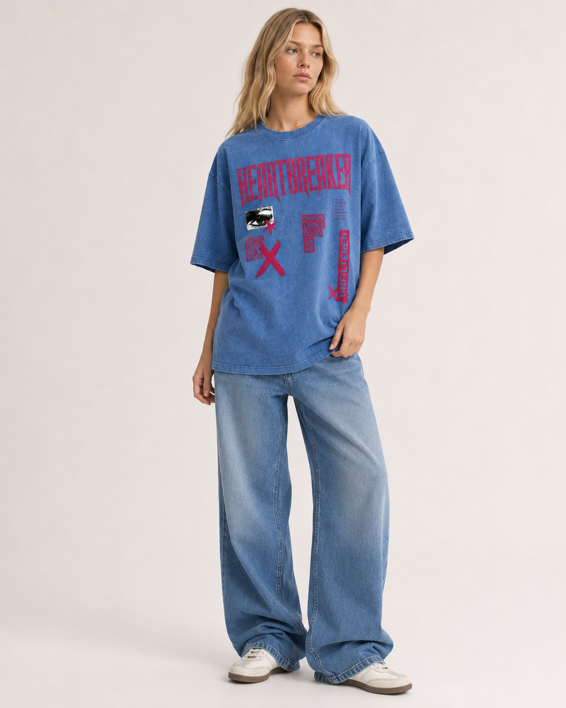 Snow Washed Oversized Cotton T-Shirt