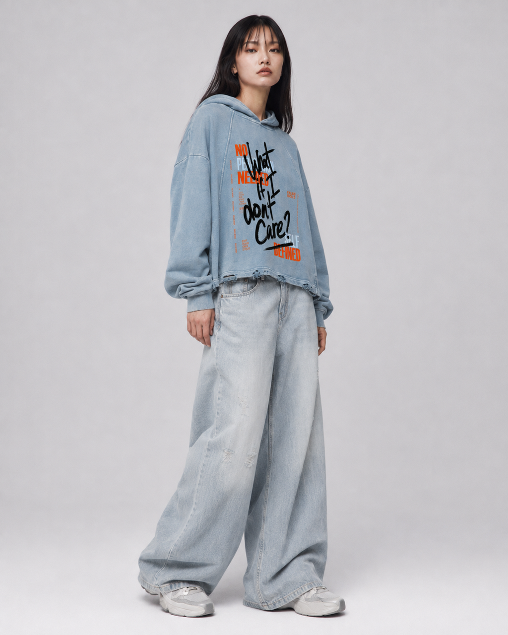 Vintage Washed Frayed-Hem Hoodie