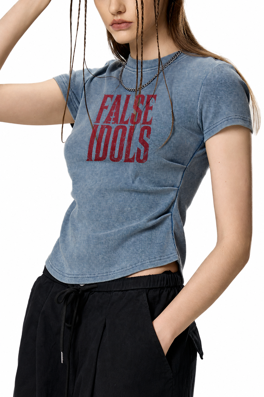 Vintage Washed Bodycon Cotton T-Shirt