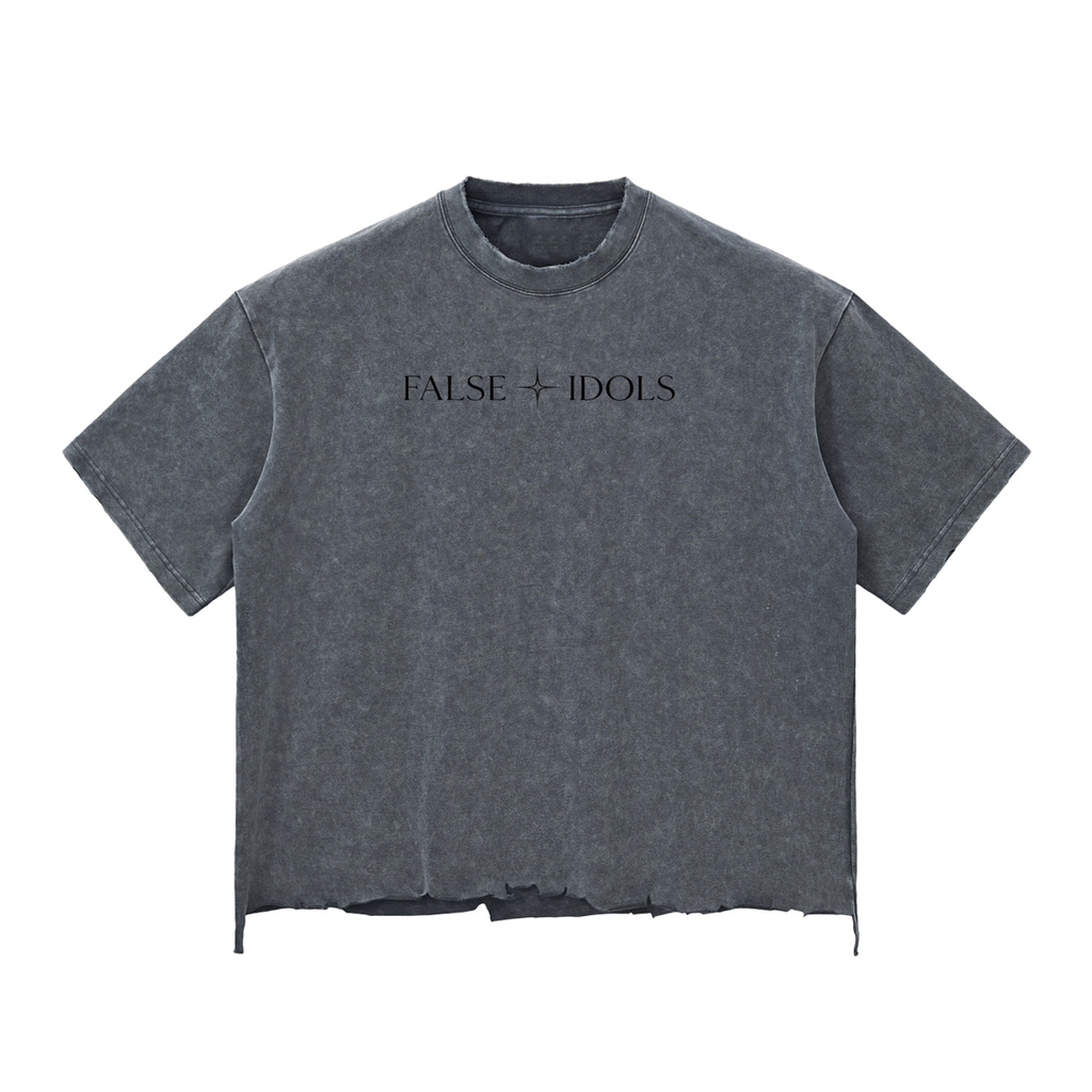 Snow Wash Unisex Raw-Hem Boxy T-shirt