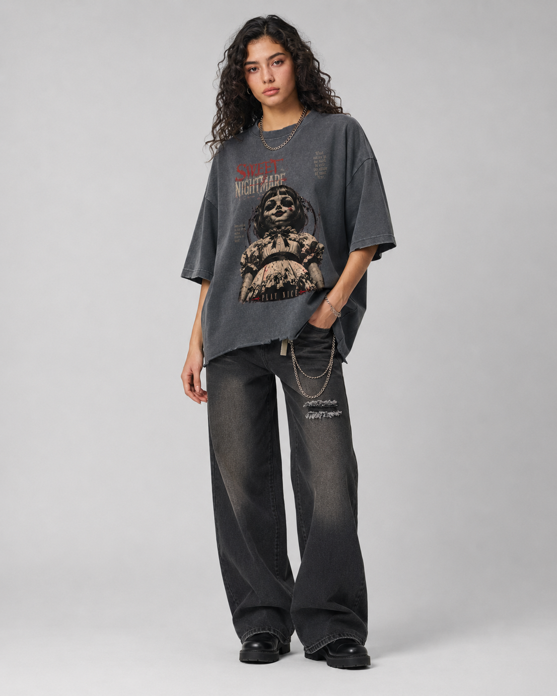 Snow Wash Raw-Hem Boxy T-shirt