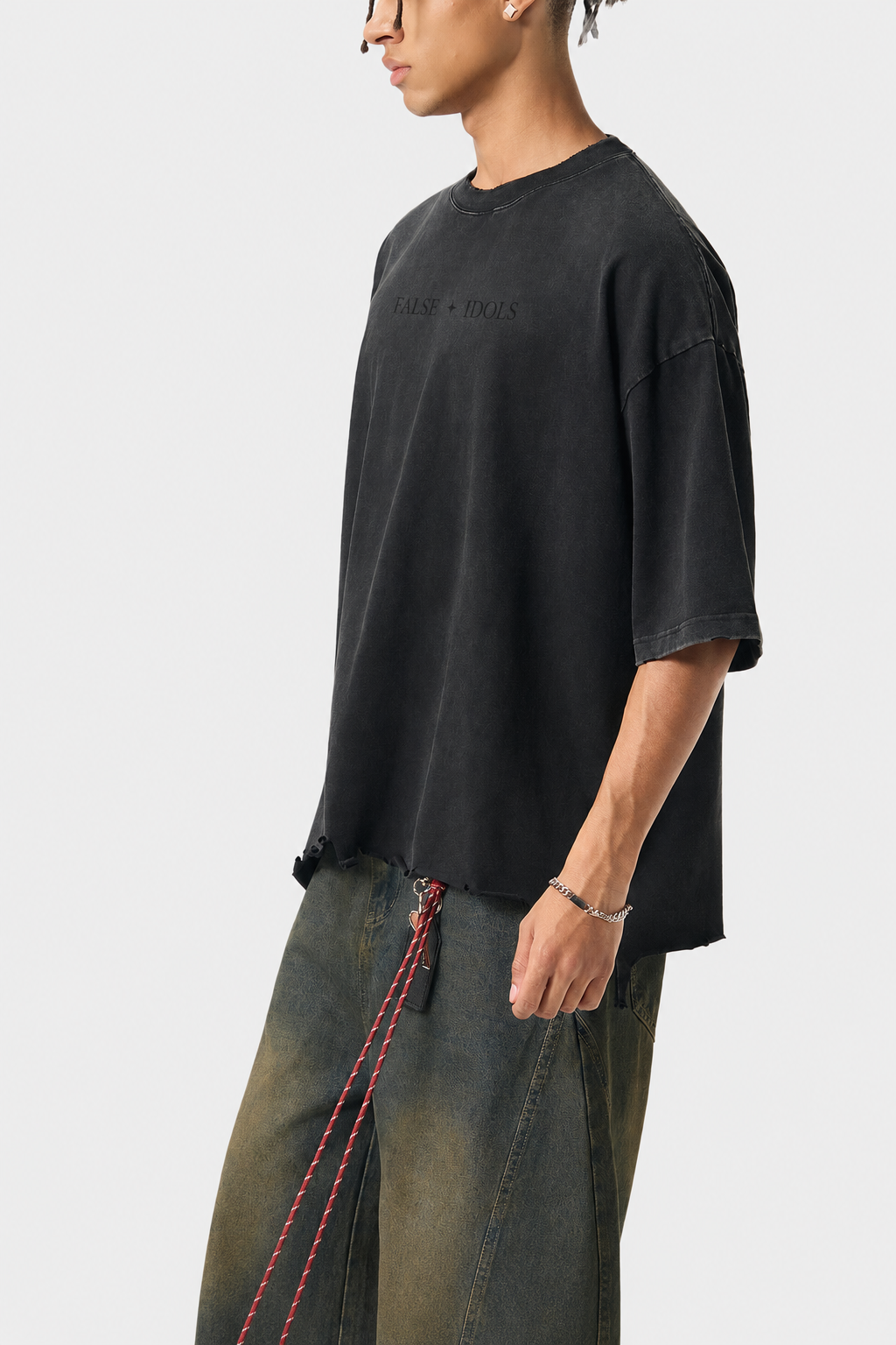 Snow Wash Unisex Raw-Hem Boxy T-shirt