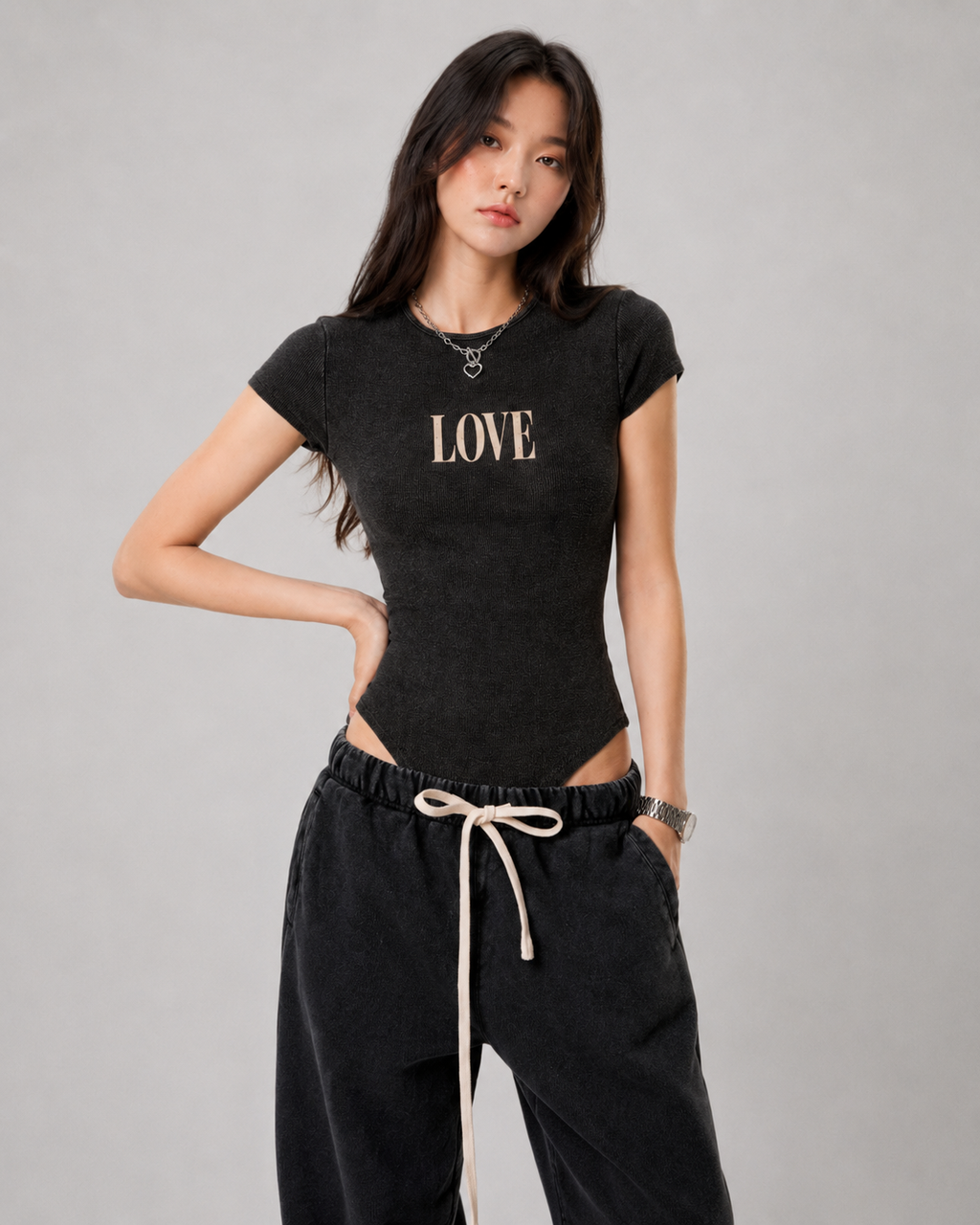 Women's Mineral Wash Crewneck Bodysuit