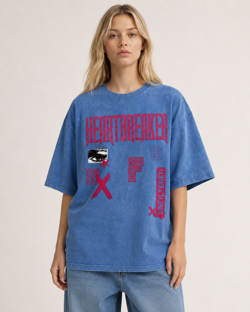 Snow Washed Oversized Cotton T-Shirt