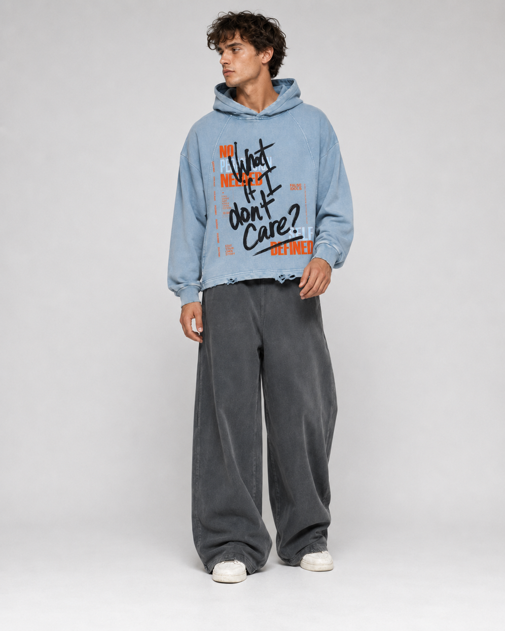 Vintage Washed Frayed-Hem Hoodie