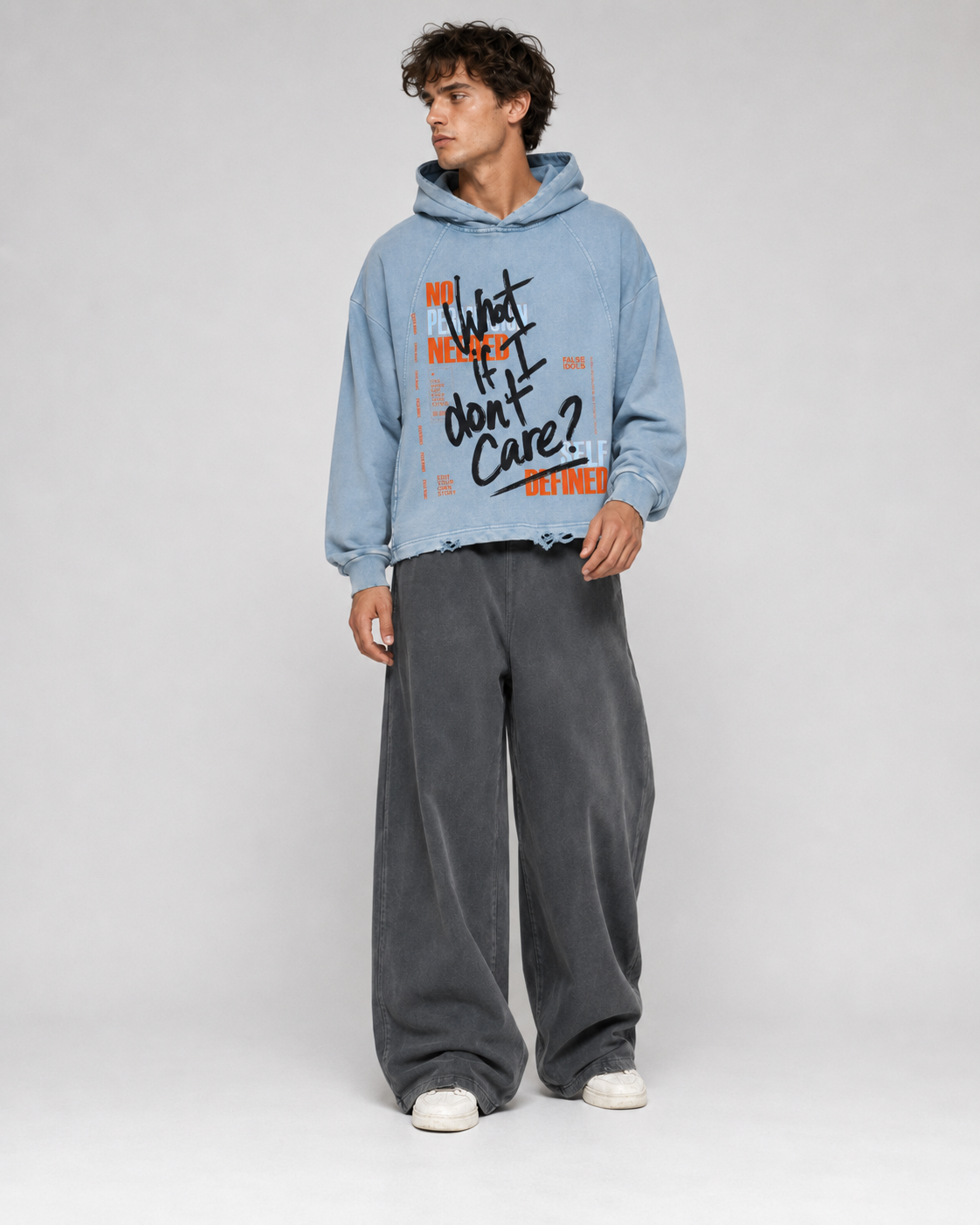 Vintage Washed Frayed-Hem Hoodie