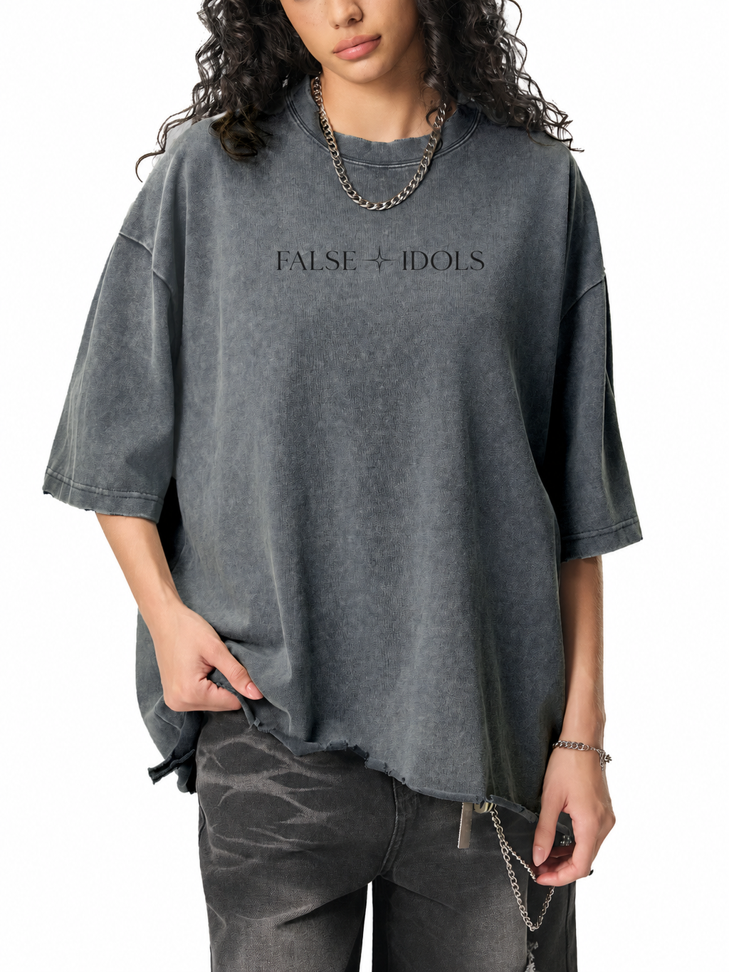 Snow Wash Unisex Raw-Hem Boxy T-shirt