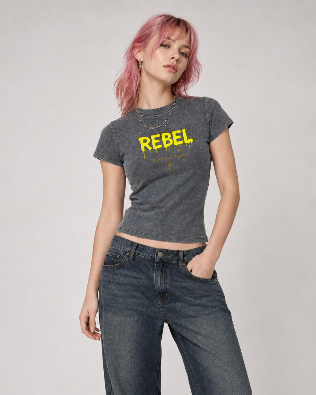 Vintage Washed Bodycon Cotton T-Shirt