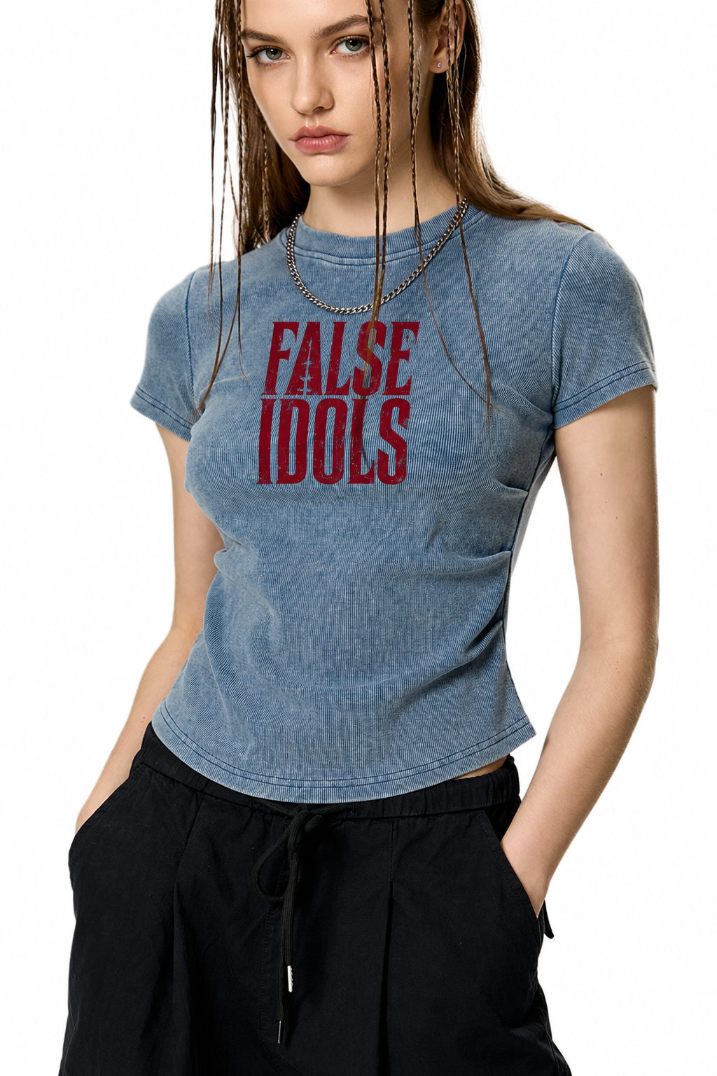 Vintage Washed Bodycon Cotton T-Shirt
