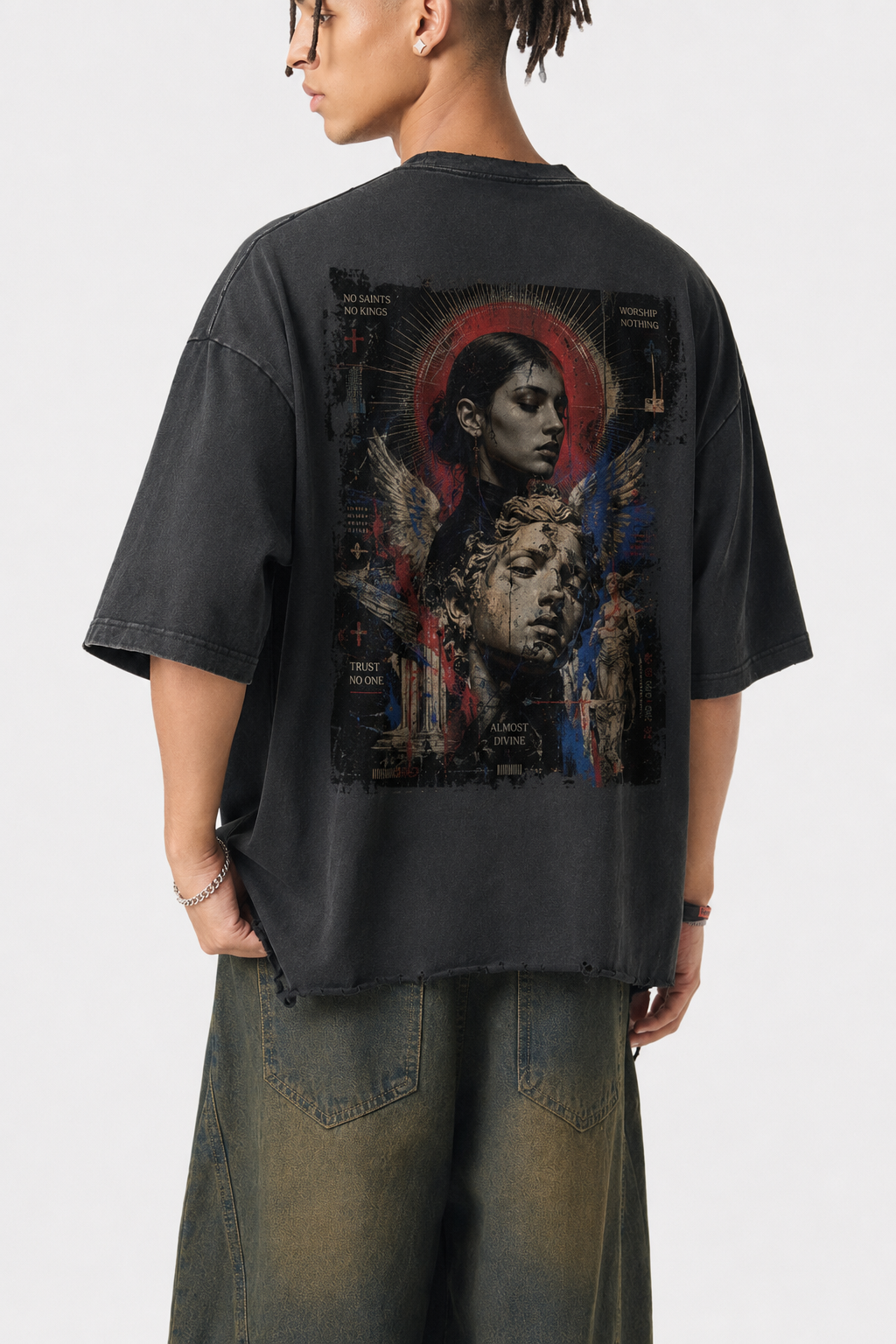 Snow Wash Unisex Raw-Hem Boxy T-shirt