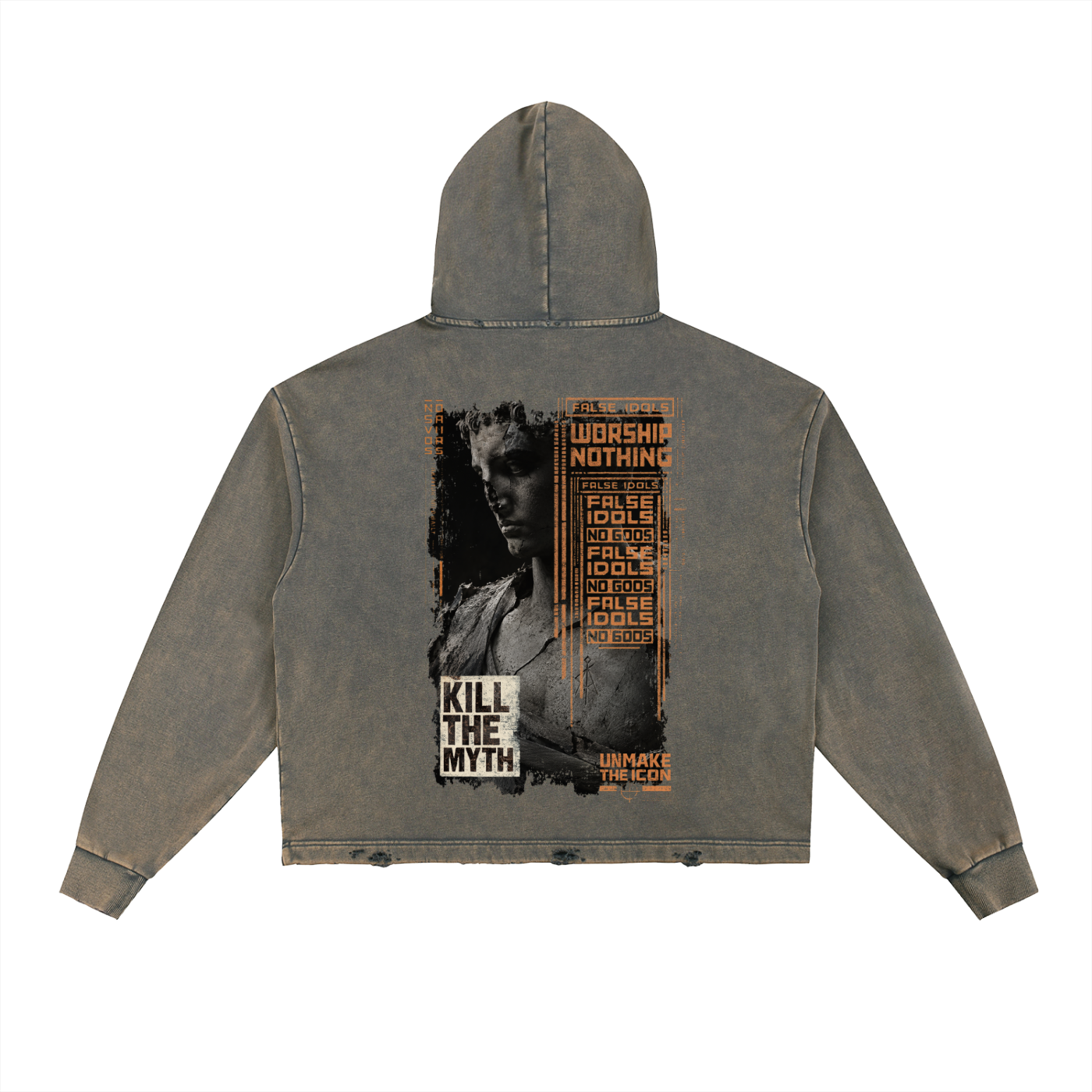 Vintage Washed Frayed-Hem Hoodie