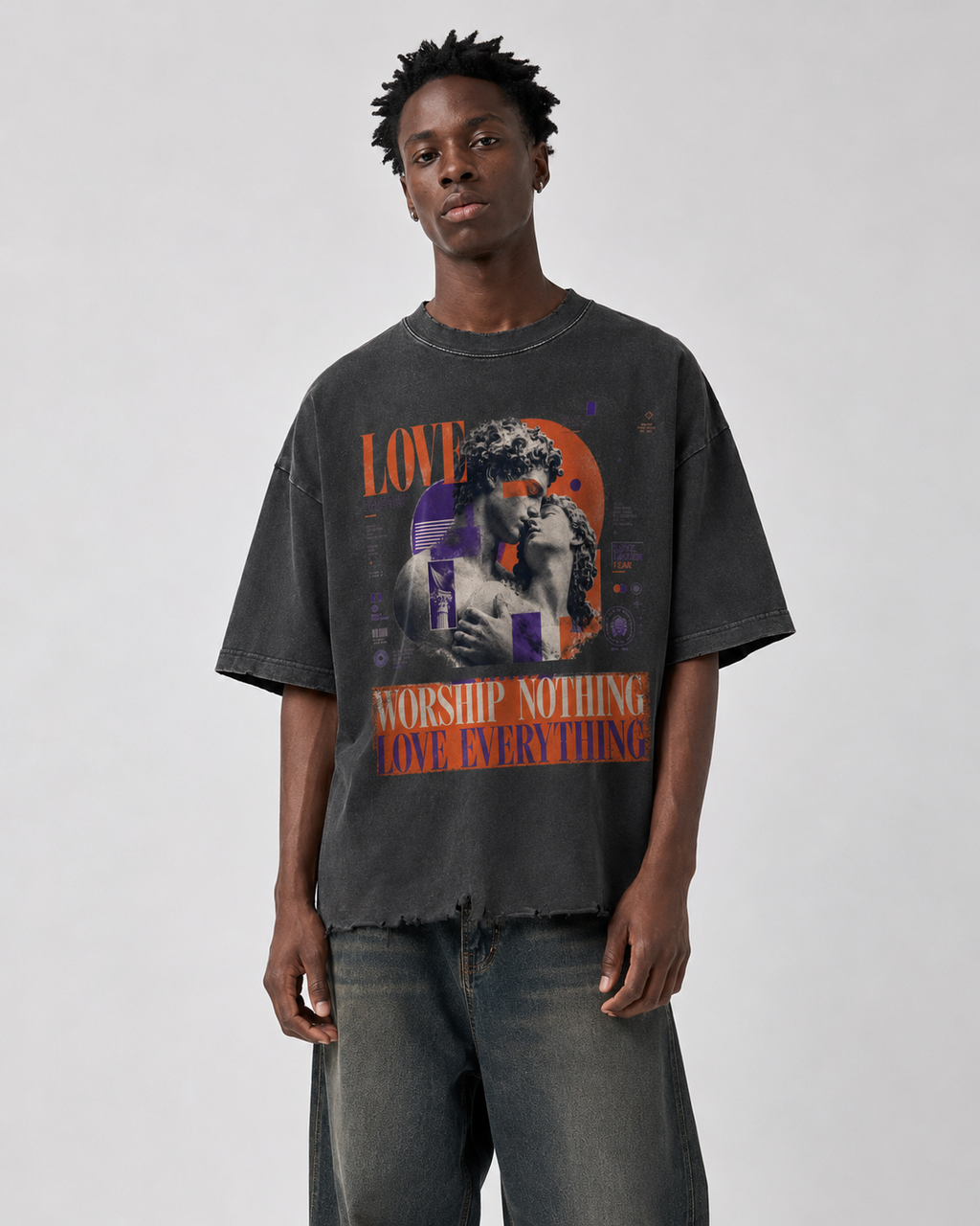 Snow Wash Raw-Hem Boxy T-shirt