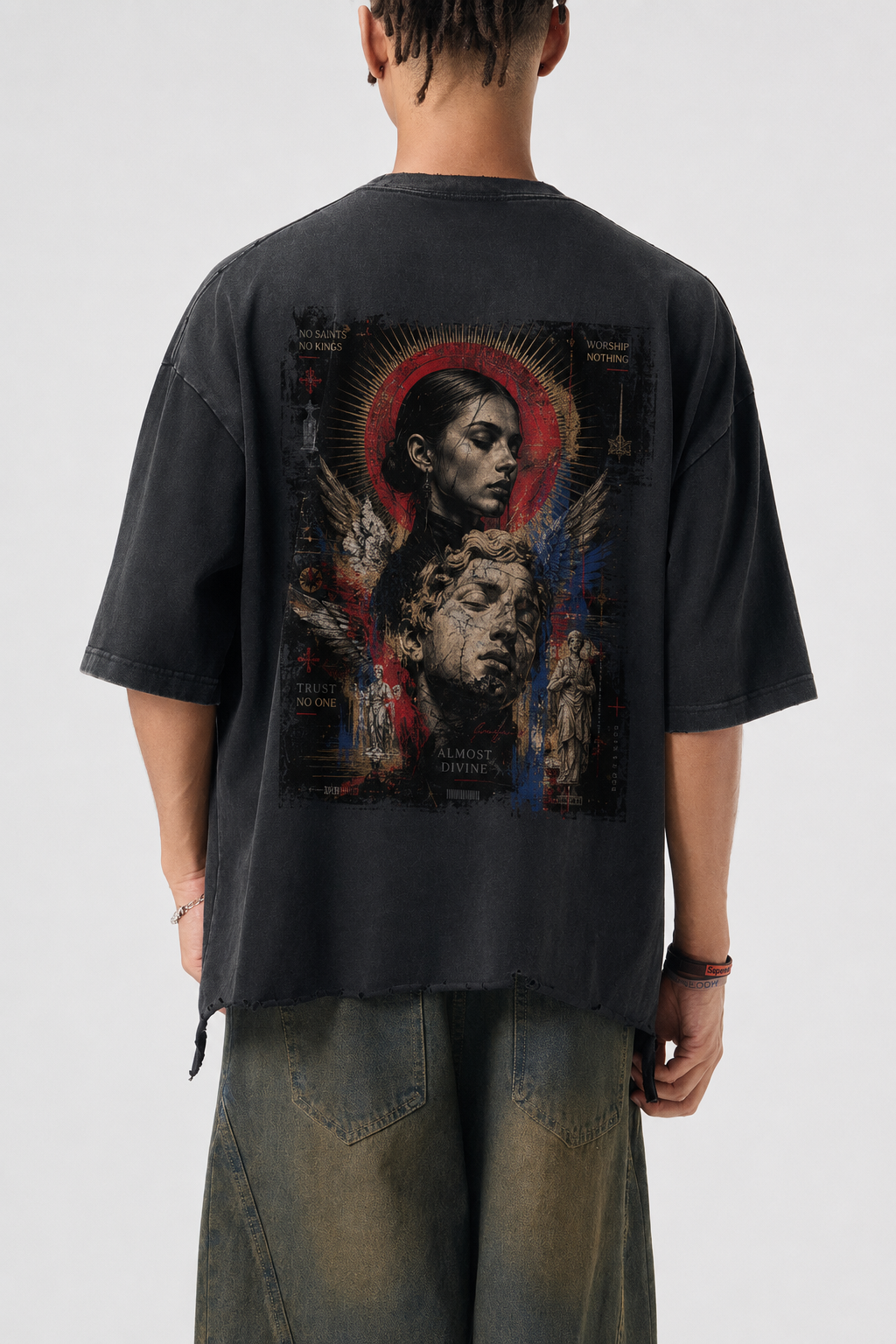 Snow Wash Unisex Raw-Hem Boxy T-shirt