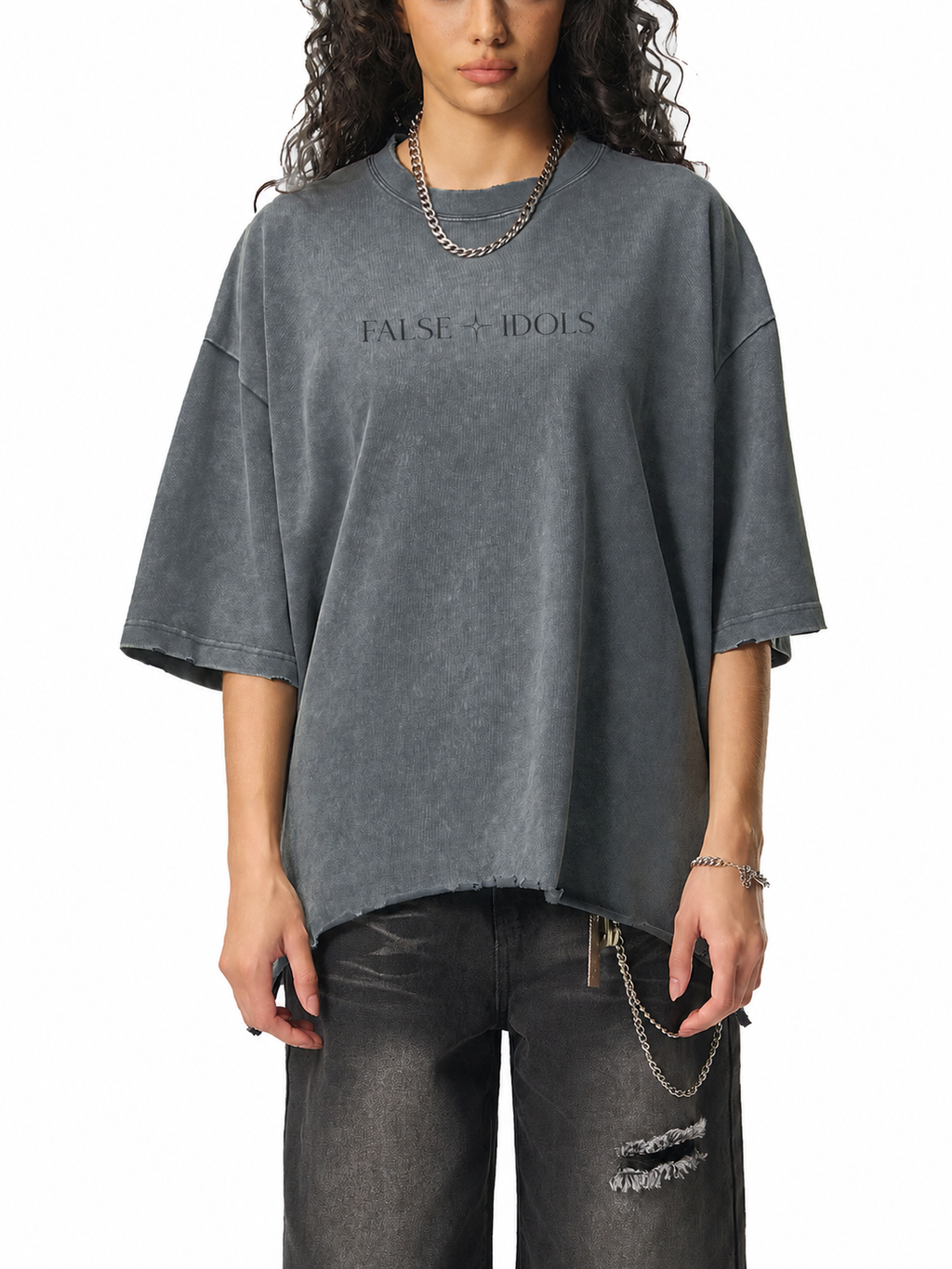 Snow Wash Unisex Raw-Hem Boxy T-shirt
