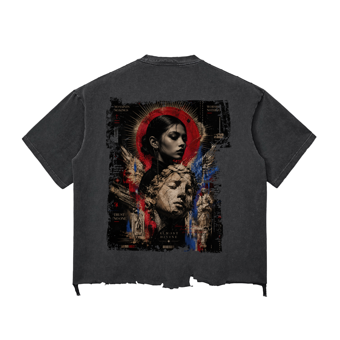 Snow Wash Unisex Raw-Hem Boxy T-shirt