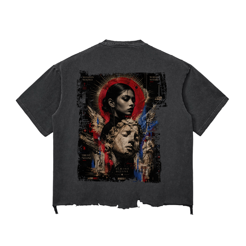 Snow Wash Unisex Raw-Hem Boxy T-shirt