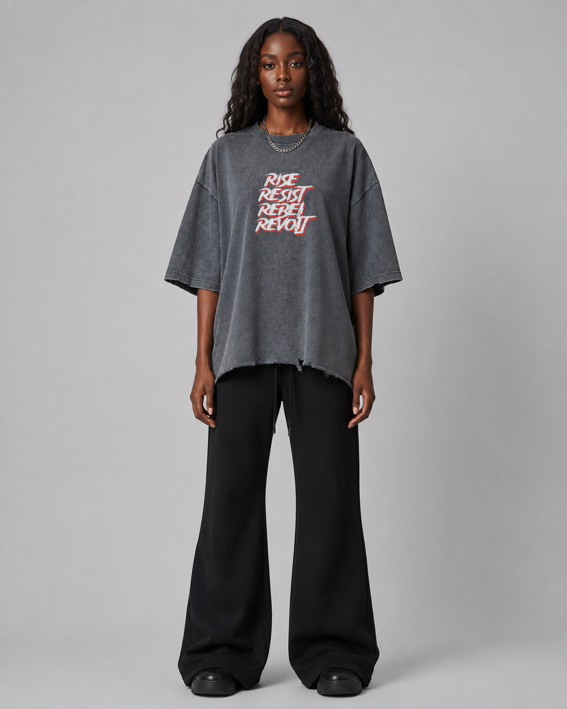 Snow Wash Raw-Hem Boxy T-shirt