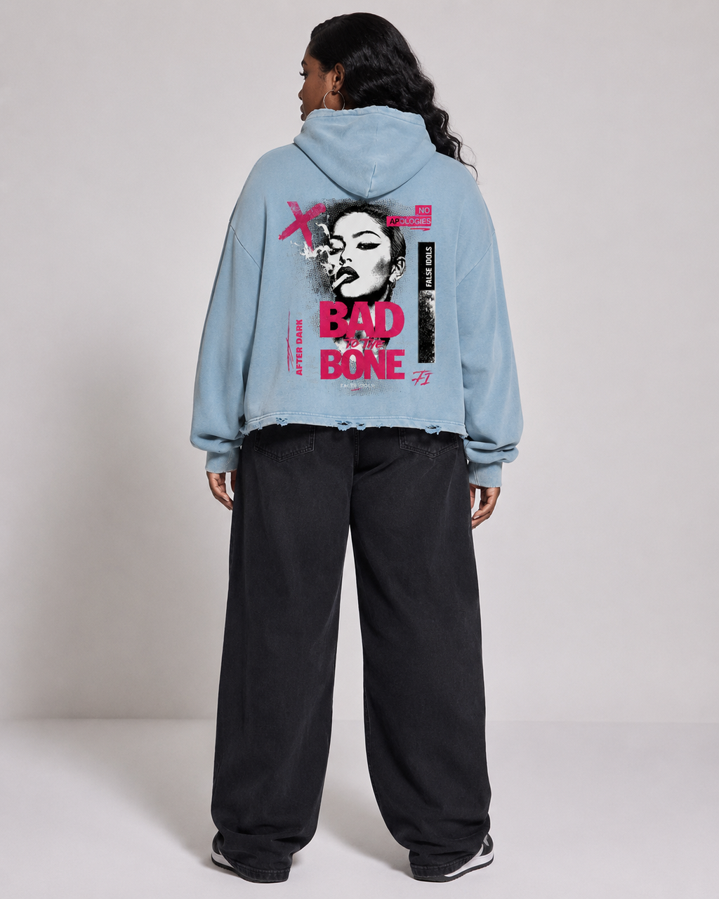 Vintage Washed Frayed-Hem Hoodie