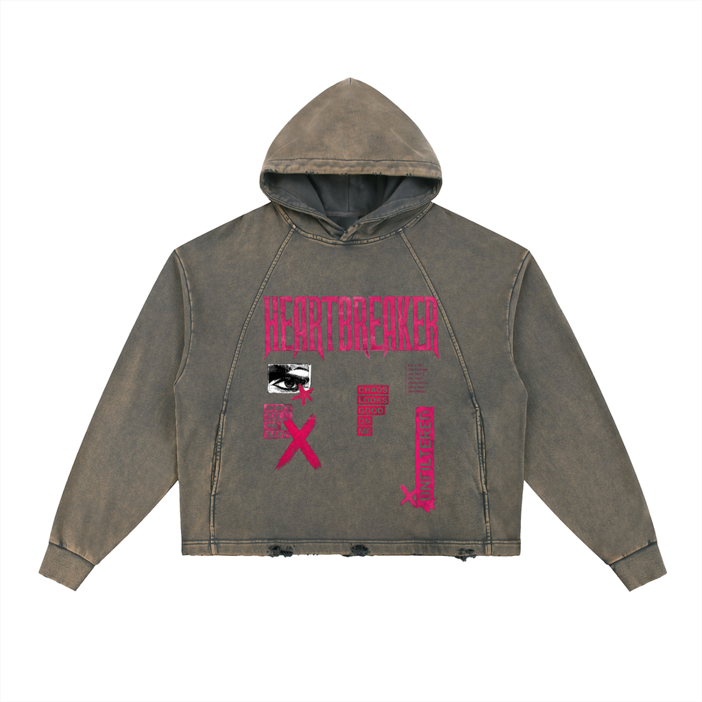 Vintage Washed Frayed-Hem Hoodie
