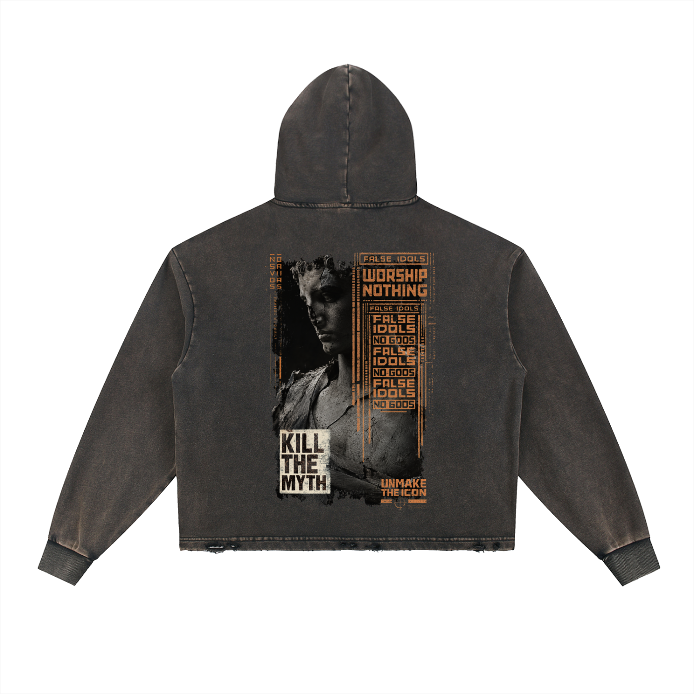 Vintage Washed Frayed-Hem Hoodie