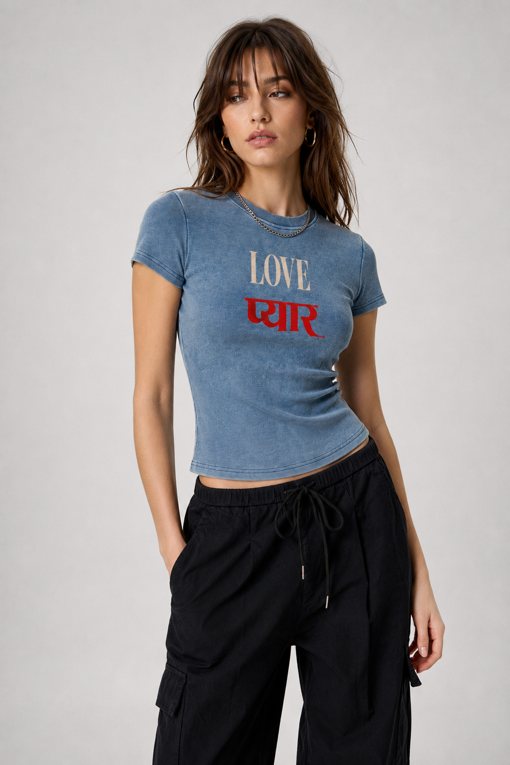 Vintage Washed Bodycon Cotton T-Shirt