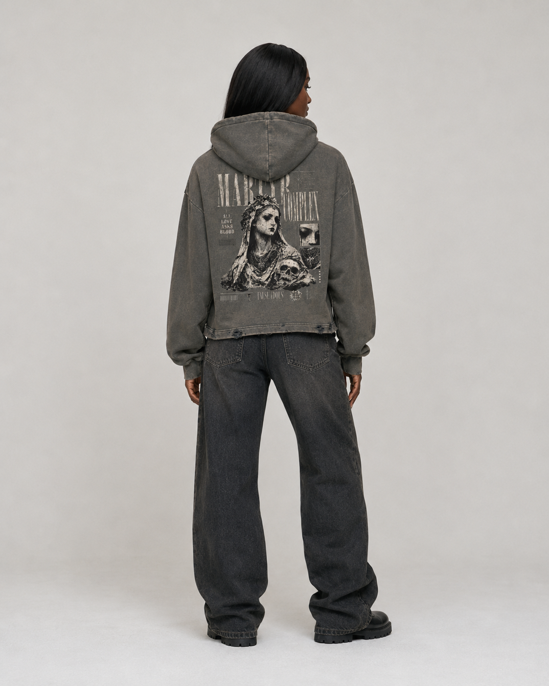 Vintage Washed Frayed-Hem Hoodie