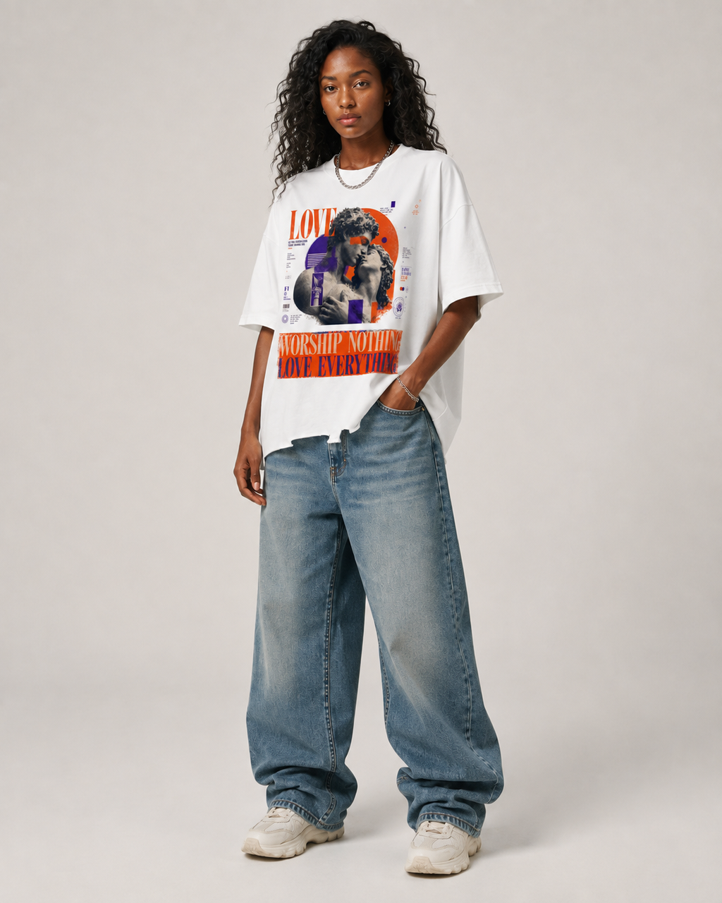 Snow Wash Raw-Hem Boxy T-shirt