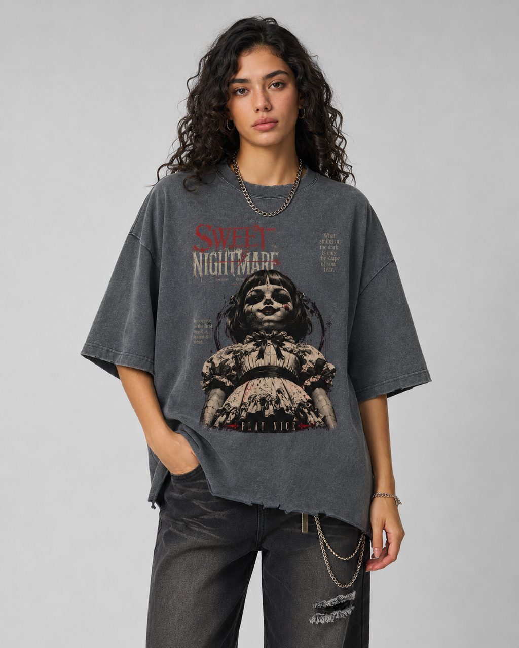 Snow Wash Raw-Hem Boxy T-shirt