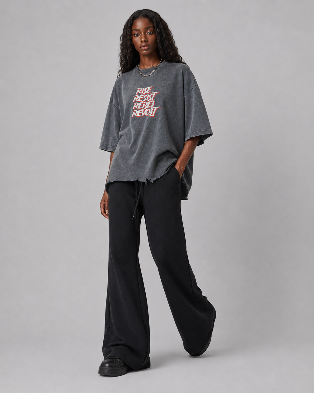 Snow Wash Raw-Hem Boxy T-shirt