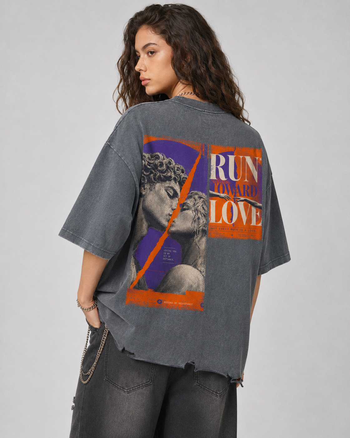 Snow Wash Raw-Hem Boxy T-shirt
